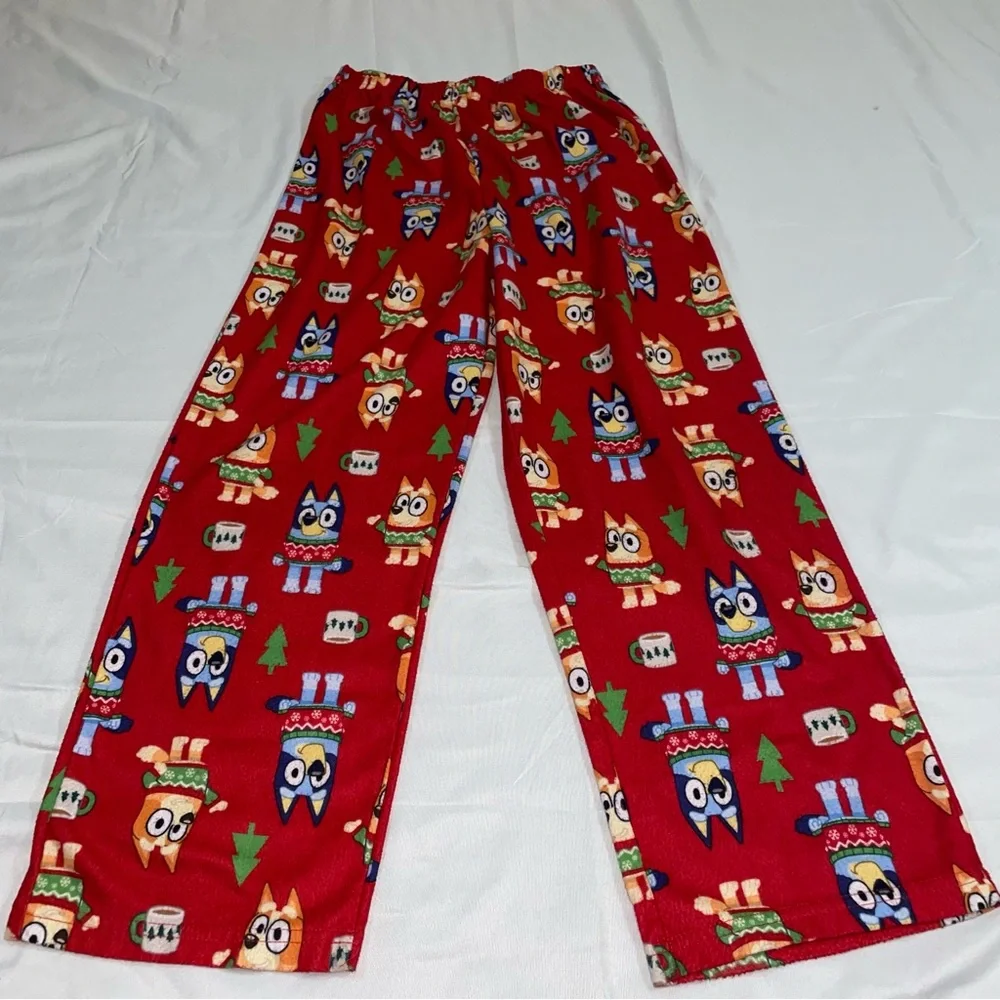 Bluey Christmas Fleece Pajamas Set Red Holiday Bingo Boys Girls Size 12
